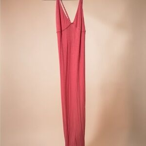 Reformation Ribbed Maxi Dress in Rose Pink